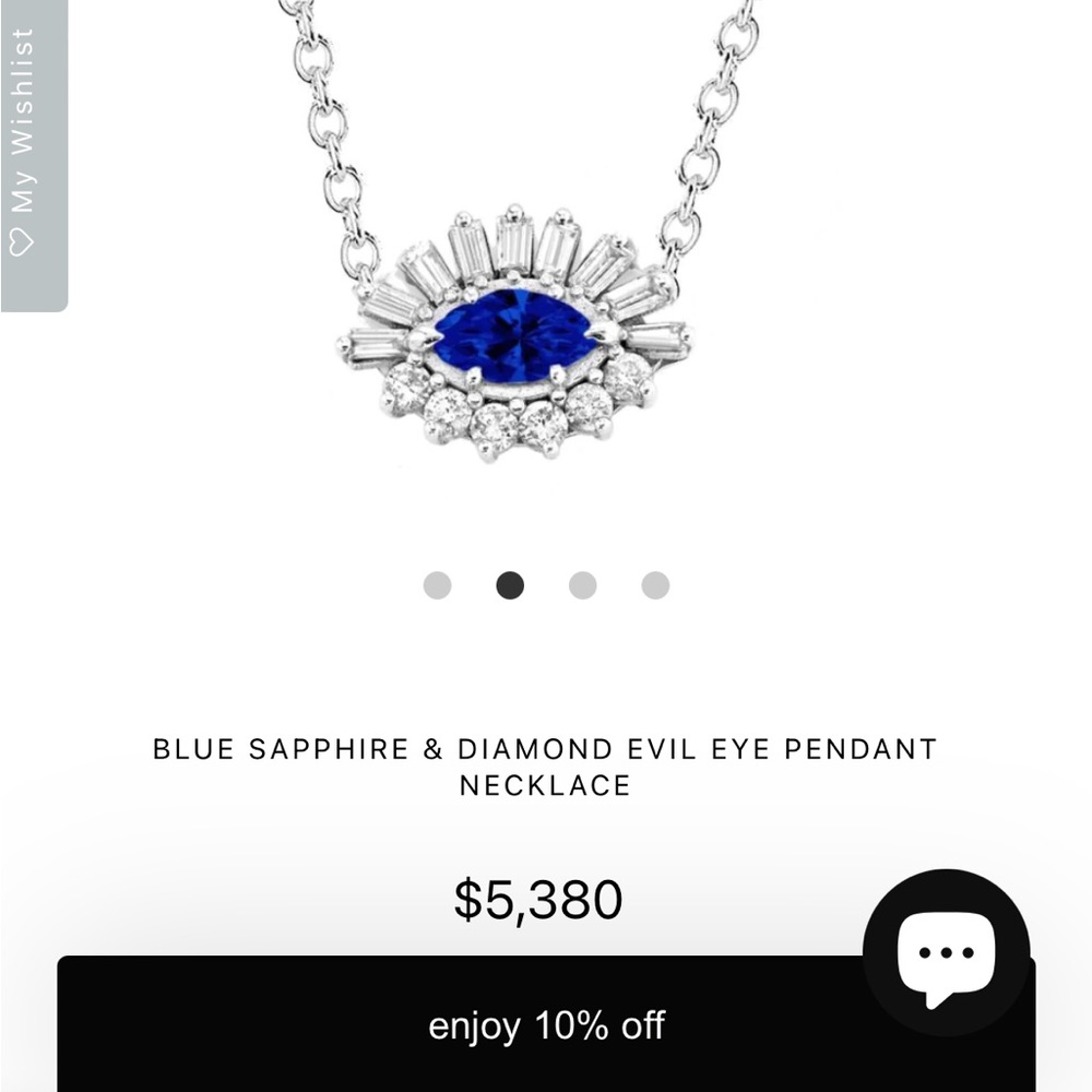 SHAY white gold and sapphire/diamond evil eye necklace. 6 months old